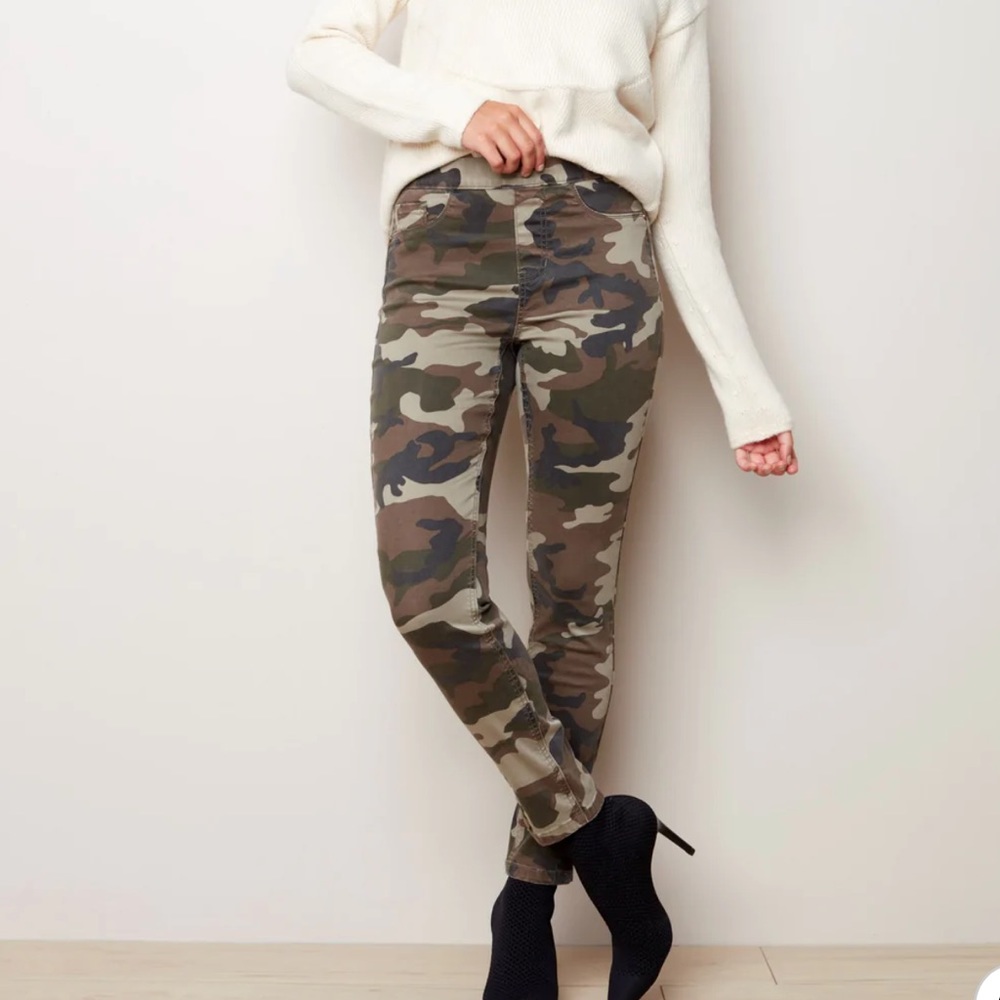Charlie B Camo Twill Pants With Snap Button Hem 2